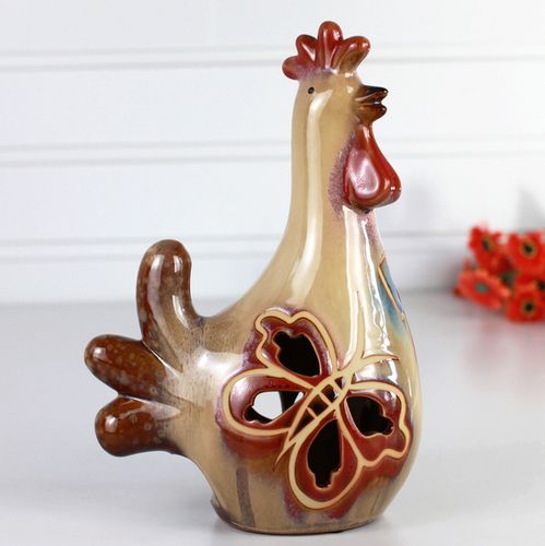 安纳贝尔创意陶瓷艺术公鸡摆件鸡摆设个性工艺品家居装饰品